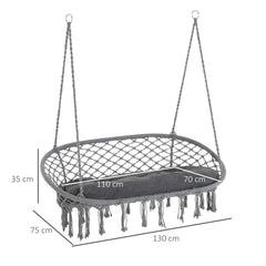 أرجوحة أوت صني ذات المقعدين بتصميم بوهو ماكراميه - رمادية