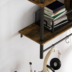 HOMCOM Three-Tier Floating Shelf - Brown/Black