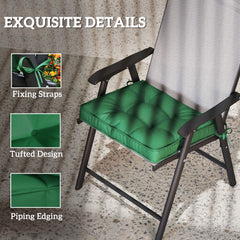 Outsunny Set of 4 Garden Seat Cushion with Ties, 42 x 42cm Replacement Dining Chair Seat Pad, Green