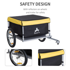 HOMCOM Bicycle Cargo Trailer, Two-Wheel Bicycle Large Cargo Wagon Trailer Oxford Fabric, Folding Storage, & Removable Cover, Yellow