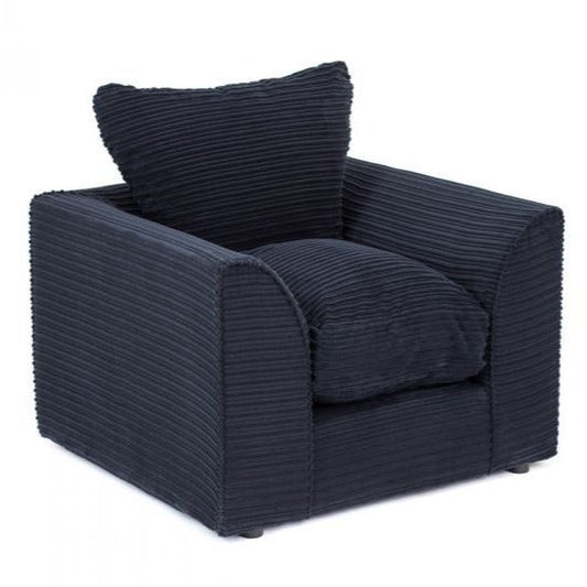 Porto Jumbo Cord Armchair - Black