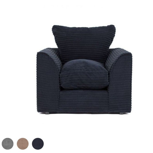 Porto Jumbo Cord Armchair - Black