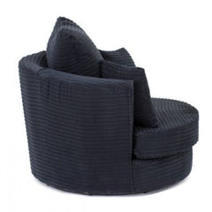 Porto Jumbo Cord Swivel Chair - Black