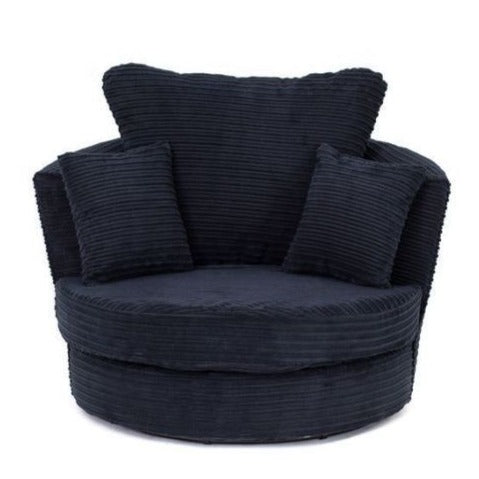 Porto Jumbo Cord Swivel Chair - Black