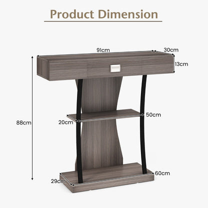 T-Shaped Console Table for Small Space-Grey