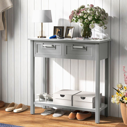Modern Console Table 2 Drawer with Shelf-Grey