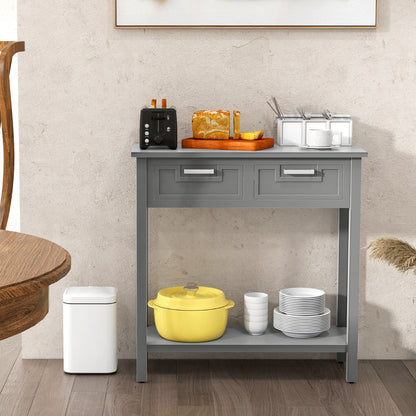 Modern Console Table 2 Drawer with Shelf-Grey