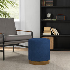 HOMCOM Soft Padded Corduroy Footstool - Dark Blue