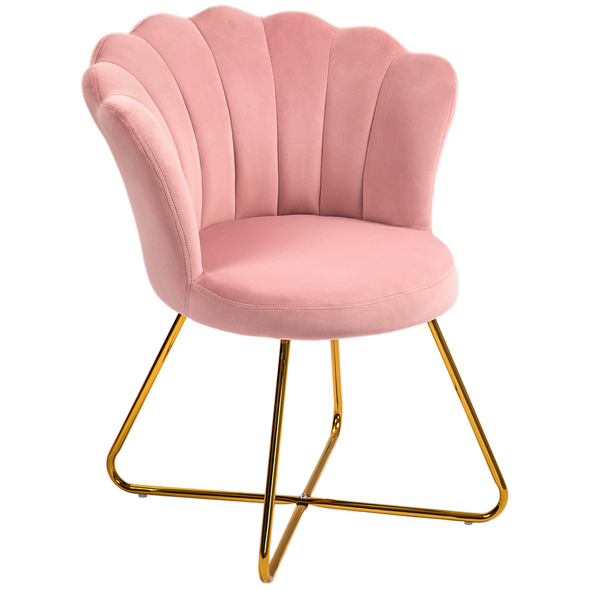 HOMCOM Velvet-Feel Lotus Petal Accent Chair - Pink