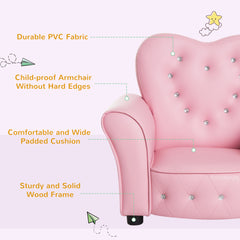 HOMCOM Kids Armchair Toddler Chair Seating Relax Playroom Seater Girl Princess Pink