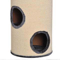 PawHut 70cm Height Cat Post Tree Scratching Barrel Sisal Activity Center Condo Kitten Bed Scratcher Climbing Climber Play House for Indoor Cats