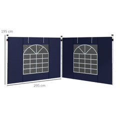 Outsunny Set of Two 195 x 295cm Replacement Gazebo Side Walls - Blue