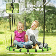 AIYAPLAY 100 cm Diameter Kid Nest Swing Seat with Height Adjustable Ropes for Outdoor Indoor, Black