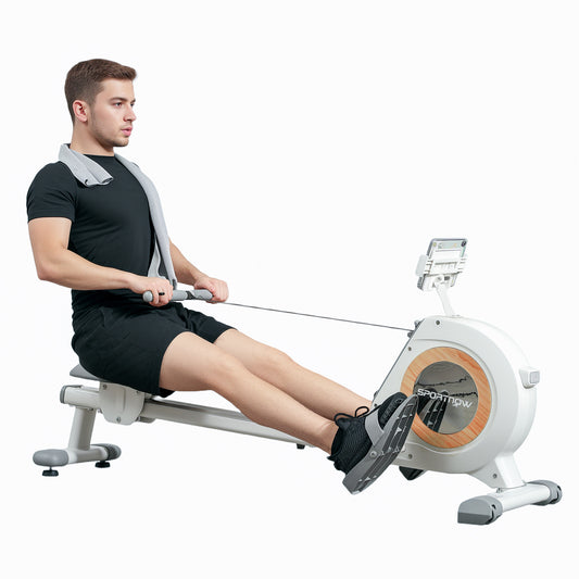 SPORTNOW Rowing Machine, 16-Level Magnetic Rower Machine with LCD Monitor and Phone Holder, White