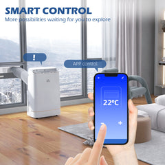 HOMCOM 14000 BTU Mobile Air Conditioner, 35m√Ç¬≤, Smart Home WiFi, with Dehumidifier, Fan, 24H Timer, Window Kit, White