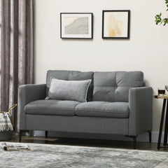 HOMCOM Two-Seater Sofa, with Steel Legs - Grey