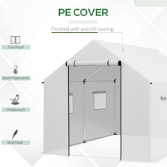 Outsunny Polyethylene Walk-in Polytunnel Greenhouse, 2 x 3(m), White