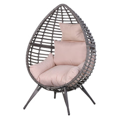 Outsunny Outdoor Egg Chair, PE Rattan Teardrop Chair with Full-body Soft Padded Cushion, Grey