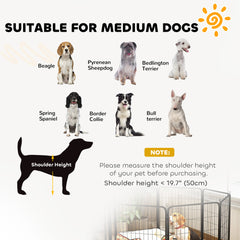 PawHut 8 Panels Heavy Duty Dog Playpen with Door Indoor Outdoor, for Medium Dogs, 80cm High