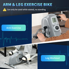 SPORTNOW Mini Exercise Bike, Sit Down Pedal Exerciser with 8-Level Quiet Magnetic Resistance and LCD Display, Portable Under Desk Bike for Arm and Leg Home Gym Office Workout, Grey