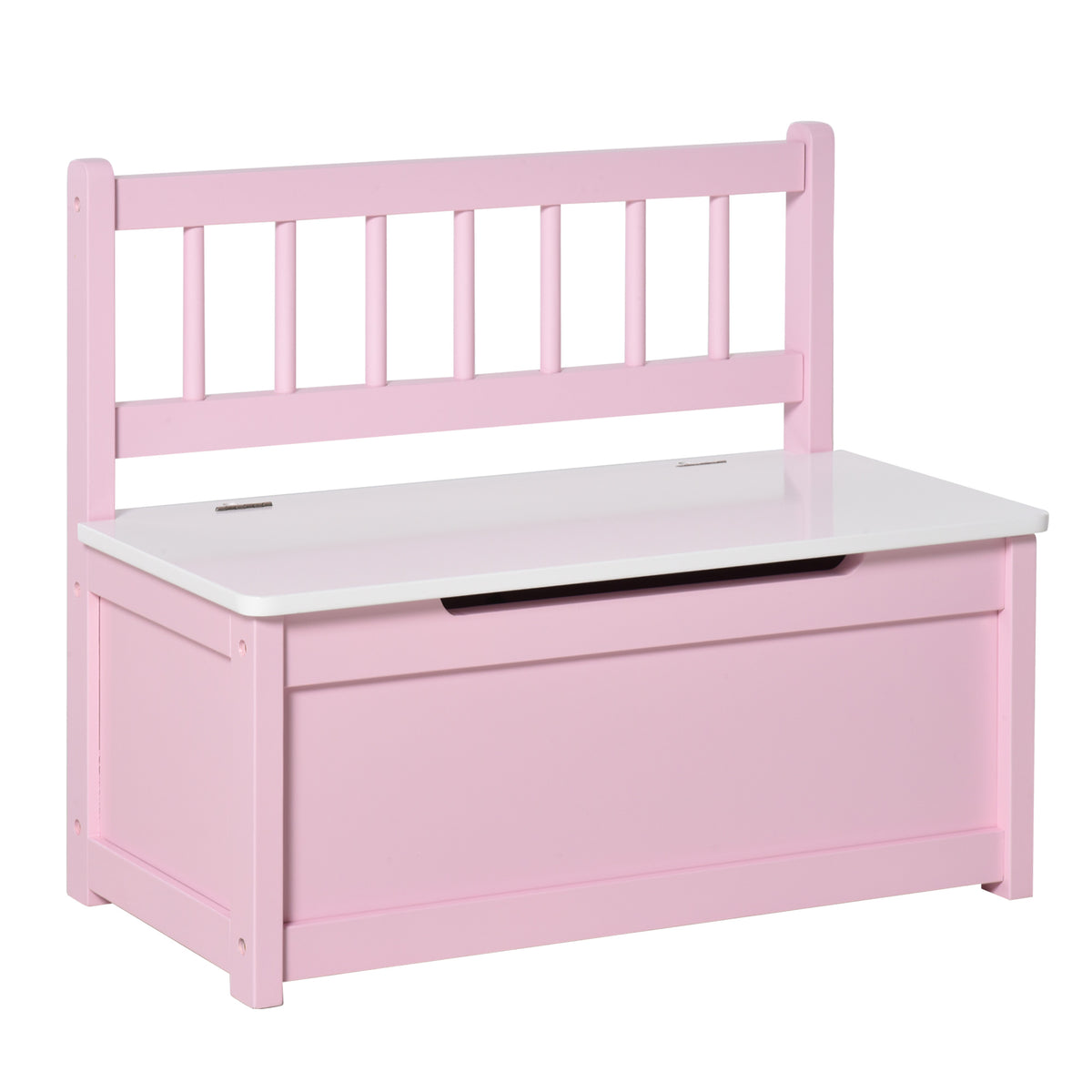 HOMCOM 2 In 1 Wooden Toy Box, Seat Storage Bench, Storage Chest Cabinet Organiser with Safety Pneumatic Rod, Pink