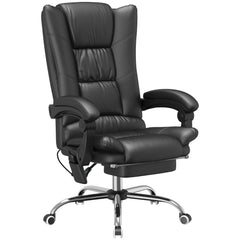 Vinsetto High Back Vibration Massage Office Chair, Heated Reclining PU Leather Computer Chair with 135√Ç¬∞ Reclining Back and Footrest, Black