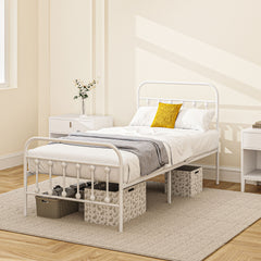 HOMCOM Single Minimalistic Metal Bed Frame - White