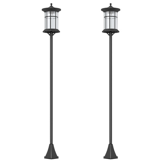 Outsunny Set of Two 1.8m Traditional Style Solar Lamp Posts - Black