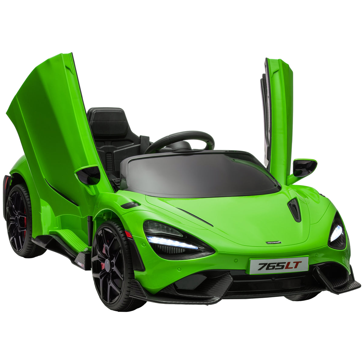 AIYAPLAY McLaren 765LT Licensed 12V Kids Electric Ride on Car with Butterfly Doors, Remote Control, Transport Wheels, Green