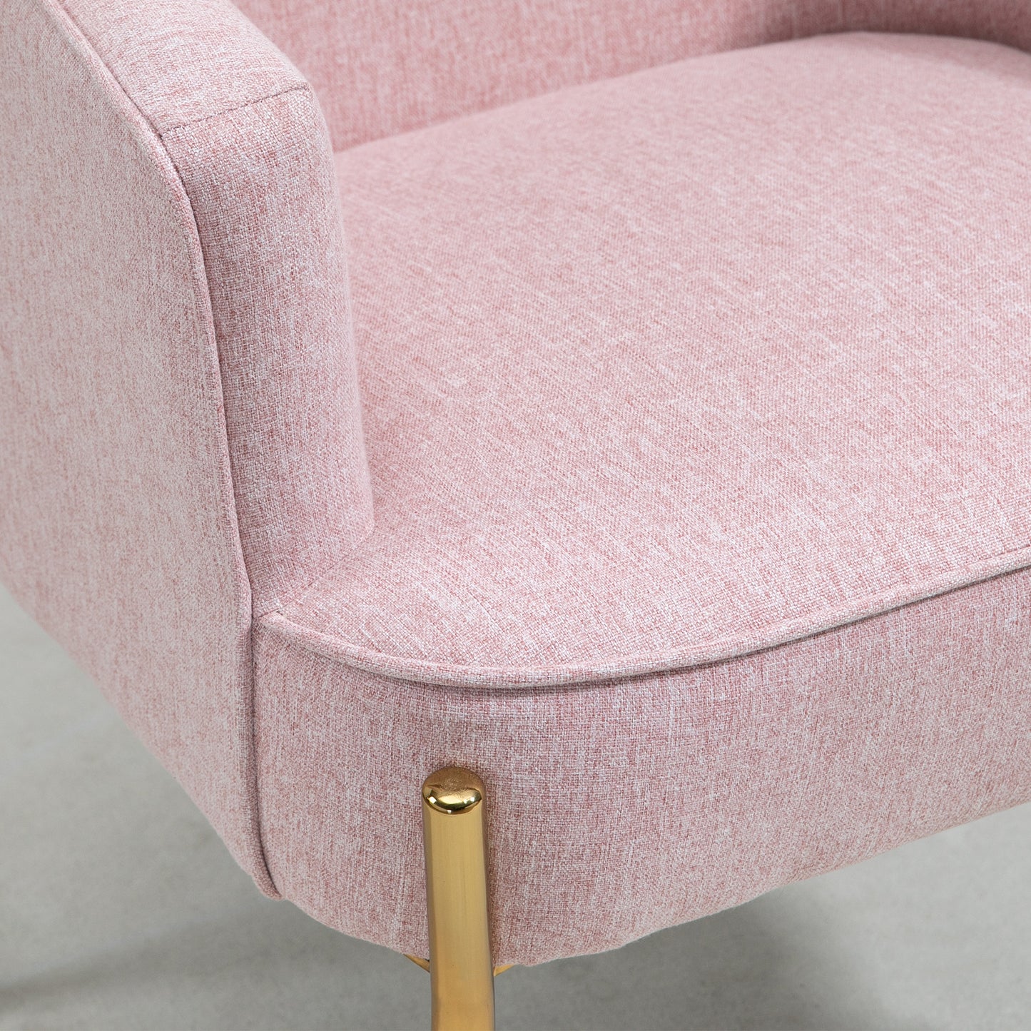 HOMCOM Accent Chair, Living Room Armchair, Vanity Chair with Gold Plating Metal Legs and Soft Padded Seat for Bedroom and Caf√É¬©, Set of 2, Pink