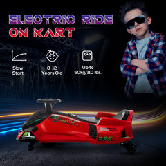 HOMCOM 12V Kids Electric Go Kart with Music, LED Lights, Slow Start, Red