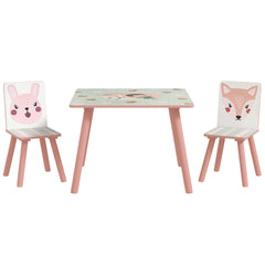 ZONEKIZ Kids and Table Chairs, Children Desk with Two Chairs, Toddler Furniture Set, for Ages 3-6 Years - Pink