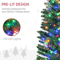 HOMCOM 6' Artificial Prelit Christmas Trees Holiday D√É¬©cor with Colourful LED Lights, Pencil Shape, Steel Base