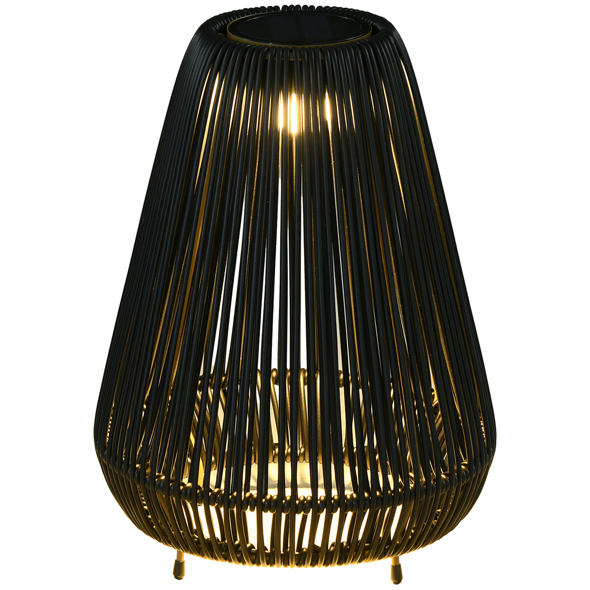 Outsunny Three-Level Solar Powered Rattan Lamp - Black