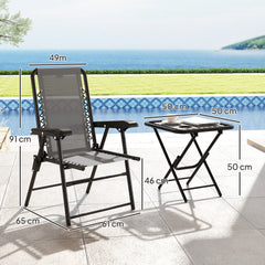 Outsunny Three-Piece Garden Table and Chair Set - Dark Grey