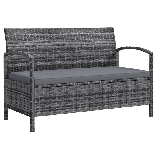 Outsunny 125L Storage Garden Bench, with Cushion - Grey