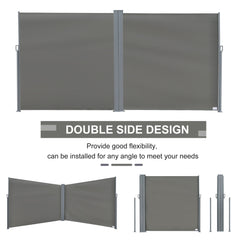 Outsunny 6 x 2m Retractable Sun Side Awning Screen Fence Patio Garden Wall Balcony Screening Panel Outdoor Blind Privacy Divider √¢‚Ç¨‚Äú Grey