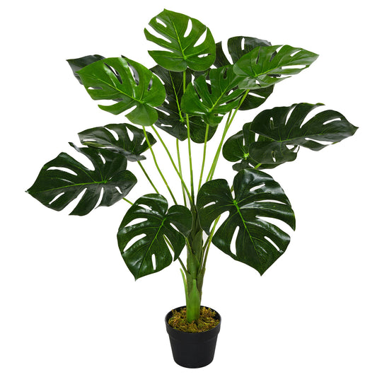 HOMCOM Decorative Artificial Monstera Plants in Pot Fake Plants for Home Indoor Outdoor Decor, 85cm