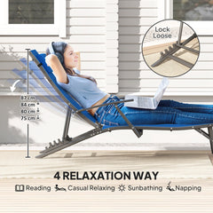 Outsunny Set of Two Adjustable Back Sun Loungers - Blue