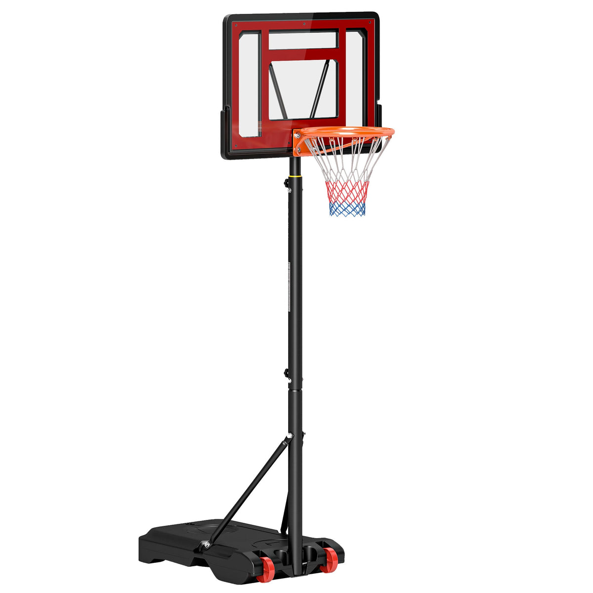 HOMCOM Portable Basketball Hoop Stand 160-210cm Adjustable Height Sturdy Rim Hoop w/ Large Wheels Stable Base & Net Free Standing