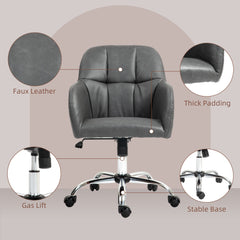 HOMCOM Faux Leather Tub Office Chair, with Wheels - Grey