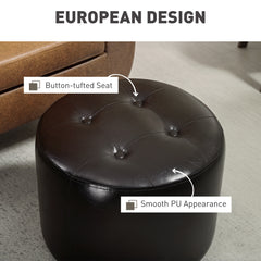 HOMCOM 360√Ç¬∞ Swivel Foot Stool Round PU Footstool with Thick Sponge Padding and Solid Steel Base, Brown