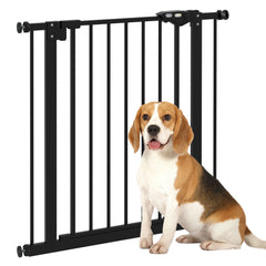 PawHut Metal 74-80cm Wide Adjustable Dog Gate Black