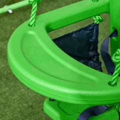 Outsunny Kids Swing, Steel Nursery Swing, with Seatbelt, High Support Back, Front Guard, for Ages 6-36 Months - Green