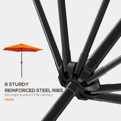 Outsunny 2.6M Garden Parasol Umbrella with Tilt and Crank, Outdoor Sun Parasol Sunshade Shelter with Aluminium Frame, Orange