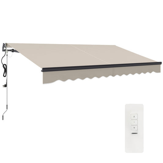 Outsunny 3.5 x 3m Electric/Manual Awning, with Remote - Beige