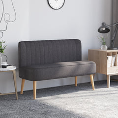 HOMCOM Modern Double Seat Sofa Loveseat Couch 2 Seater Compact Sofa Padded Linen Wood Leg Dark Grey