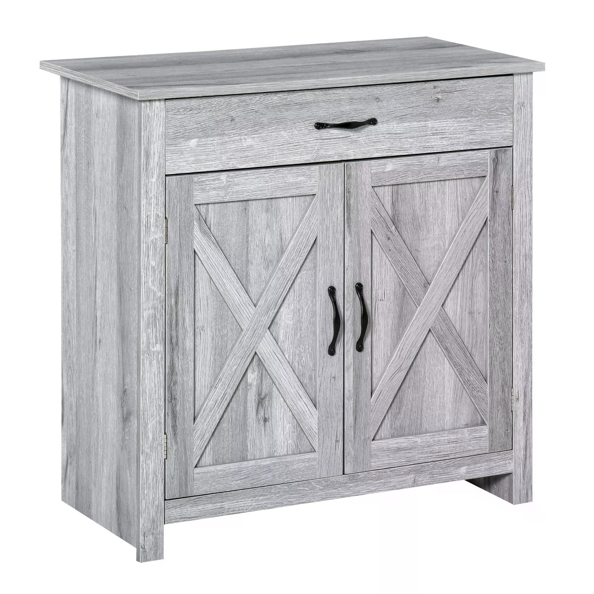 HOMCOM Farmhouse Barn Door Sideboard Storage Cabinet Coffee Bar for LIVING Room √¢‚Ç¨‚Äú Grey Grain