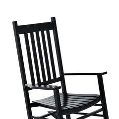 Outsunny Outdoor Porch Rocking Chair Armchair Wooden Patio Rocker Balcony Deck Garden Seat Black