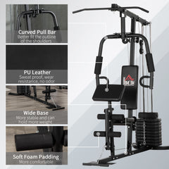 HOMCOM Multi-Exercise Gym Station, with 45kg Weight Stack, for Full Body Workout